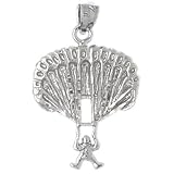 CleverSilver's Sterling Silver Pendant Hot Air Balloons, Skydiving