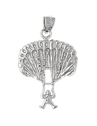 CleverSilvers Sterling Silver Pendant Hot Air Balloons, Skydiving
