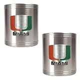 NCAA Miami Hurricanes Two Piece Stainless Steel Can Holder Set