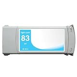 Remanufactured HP 83 (C4944A) Ink Cartridge for HP Designjet 5000 / 5000ps UV / 5500UV, Pigment Light Cyan