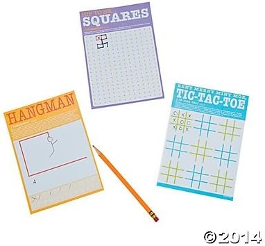 Travel Game Notepads, Hangman, Tic-tac-toe, and Squares - 3 Pads