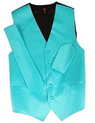 Brand Q Wedding Vest Set Solid Turquoise 3pcs Tuxedo Vest + Necktie +... by Brand Q