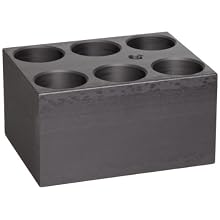 Talboys 949106 Anodized Aluminum Standard Test Tube Single Heat Block, 6 Well, 26.2mm Well Diameter, 3.75" Length x 3" Width x 2" Height, For 25mm Tube