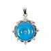 Sterling Silver Pendant - Tourquoise - Clear Cubic Zerconia Border - 31mm Height