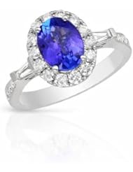 14K White Gold Tanzanite and Diamond Ring -- LIFETIME WARRANTY