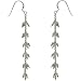 Gift for Her Silver Peridot Gemstone Dangle Earrings 4.25 inches (gnklcs329erng)