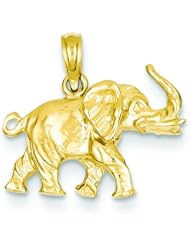 14K Yellow Gold 3D Elephant Charm Pendant Jewelry