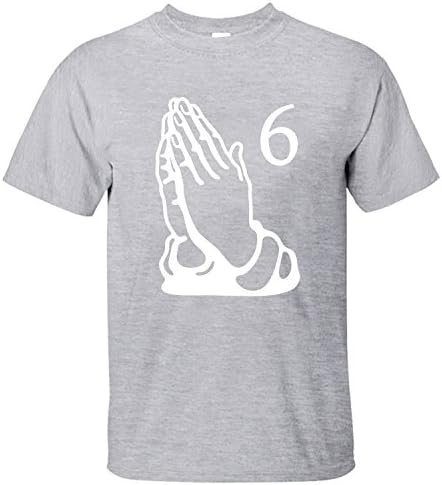 KIEE Men's 6 Pray Hands Octobers OVO Drake Owl Xmax Short Sleeve T-shirts grey XL