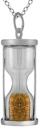 Crystalbella Sterling Silver Hourglass Pendant With Enhanced Moonstone Dust 18" Chain Jewelry