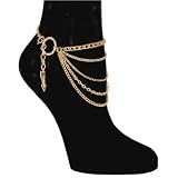 5 Row Chain Anklet In Gold