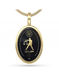 Libra Necklace: Zodiac Necklace with Inscriptions of 24kt Gold Over Onyx Stone