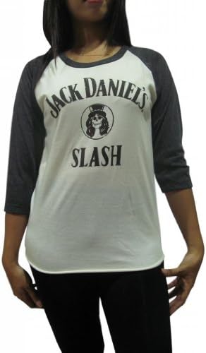 Bunny Brand Women's Jack Daniel's SLASH Guns n' Roses Rock Raglan T-Shirt,Medium