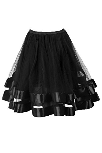 Topdress Women's 1950s Tutu Short Petticoat Skirt Crinoline Underskirt Slip Black OS