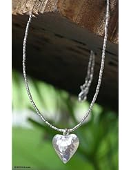 Sterling silver heart necklace, Heartbeat - Handcrafted Heart Shaped Sterling Silver Pendant Necklace
