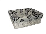 Review CHOICEFORBASKETS  / WHITE WICKER STORAGE BASKET WITH BLACK ROSE LINING MEDIUM
