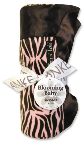 Trend Lab Receiving Blanket with Satin Frame - Zebra Pink product image