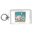 Keychain with bell, pink, rock, standing, sheep