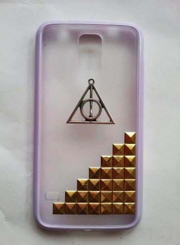 Shapotkina Handmade DIY Punk Style Samsung Galaxy S5 Case Galaxy Sv Case,transparent Black Galaxy I9600 Phone Cover Gold Pyramid Stud+westlinke Stylus (Transparent Purple)