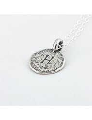 Hand Stamped Sterling Silver Pendant - Initial H