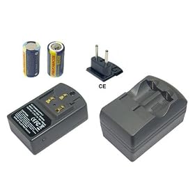 2 of RCR123A rechargeable batteries and 1 of charger for FUJIFILM CR2, DLCR2,FUJI CR123A, DL123A,LEICA 123, CR123A,