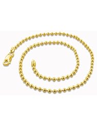 14K Gold Plated Silver Italian Bead Chains 3.0MM (16", 18", 20", 22", 24", 30" Inch Lengths)