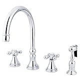 Kingston Brass GS2791GLBS Georgian Widespread Two Handle Kitchen Faucet with Matching Brass Sprayer,