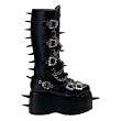 3 1/2 Inch MENS SIZING Black Wedge Boots Chains Horns Gothic Boots