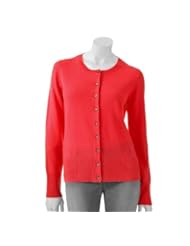 Apt 9 Womens 100% Cashmere Cardigan Sweater - Ripe Tomato - L