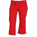 Red Solid color Lightweight Low Rise Flared Cotton Jersey Capris with tie cord waist. 5 Adult sizes