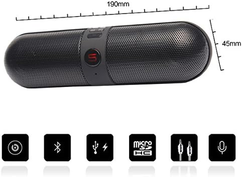 Bluetooth Speakers,Portable Wireless Speaker,Shockproof Pill Stereo Speaker (Black)