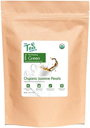 Organic Jasmine Pearls - Green Tea Leaves Craftfully Rolled - Jasmine Scented - Bulk Tea by The Tea Company - 4oz