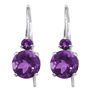 Click here to buy 14k White Gold Amethyst Fishhook Dangle Earrings.