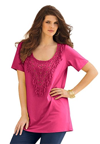 Women's Plus Size Stud Crochet Tunic