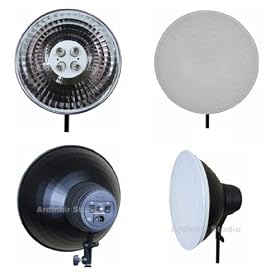 Ardinbir Studio Photography 4 Head Lamp Continuous Light Socket with 15 Cool light Reflector & White Diffuser