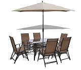 8 Piece Santorini Garden and Patio Set -6 Chairs-Table-Tilt and Crank Parasol
