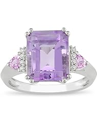 10k White Gold Pink Sapphire and Accent Diamond Ring (0.04 Cttw, G-H Color, I2-I3 Clarity)