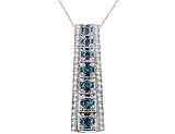 Blue and White Diamond 1.0 Carat (ctw) Pendant in 14K White Gold