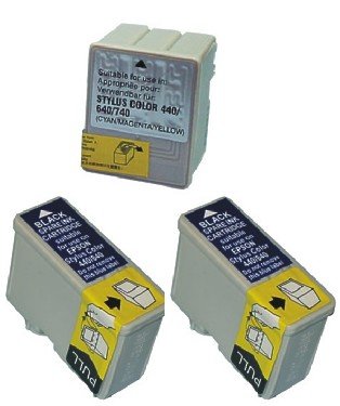 Take4Less 3-pack S020187 S020191 (2B+1C) Compatible Ink Cartridges for Epson Stylus Color 440 460 640 660 670 Photo 750 Photo 1200