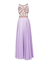 A-line Floor Length Chiffon Lace Beaded Evening Dress/Prom Dress 