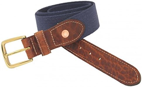 Tanner Twill Fabric Leather Point Belt (42, Navy)