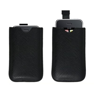Logotrans Leder Tasche H&uuml;lle Case schwarz und Displayschutzfolie f&uuml;r Apple iPhone 3G und 2G