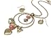 Antique Style Long Love Heart Round Pendant Charm Necklace Earring Set Silver Gold, Silver