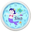 Olive Kids - Mermaids Personalized Clock (White)