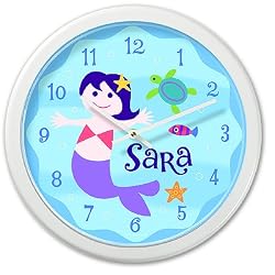 Olive Kids - Mermaids Personalized Clock (White)