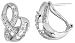 Sterling Silver Freeform Earrings, Rhodium Plated w/ 5 Baguette & 9 Round High Quality Cubic Zirconia Stones, 3/4 (19mm) tall