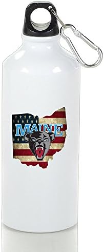 ZOENA Maine Black Bears Stylish Custom Outdoor Sport Kettle White With Carabiner Hook,400-600ml /6.5OZ