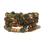 Jasper Bracelet 08 Wrap Fancy Green Red Dalmatian Coconut Coil Gemstone