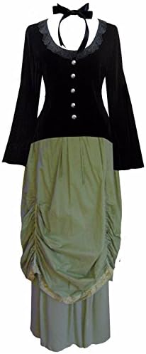 Victorian Steampunk Gothic Civil War Women's Top &amp; Skirt (2X, Green)