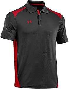 Under Armour Men's Team Colorblock Polo, Black Red, Large