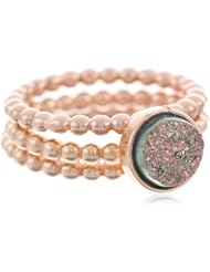Dara Ettinger Small Agate Druzy Stacking Rose, Firefly Ring Set